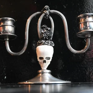 Skull 2 stick candle holder